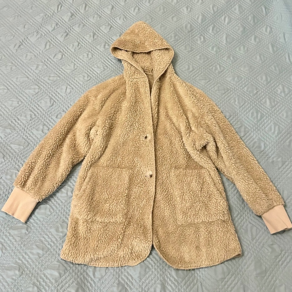 Kids Khaki Colored Teddy Bear Hoodie, Size 150 (12/14), EUC